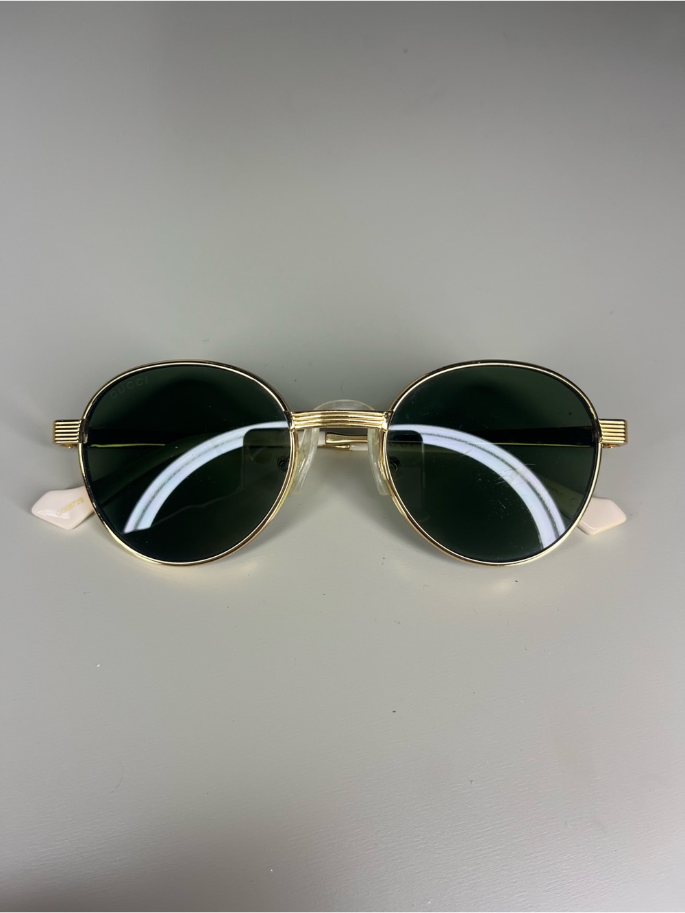 Gucci Gold Frame Dark Green Lens Sunglasses